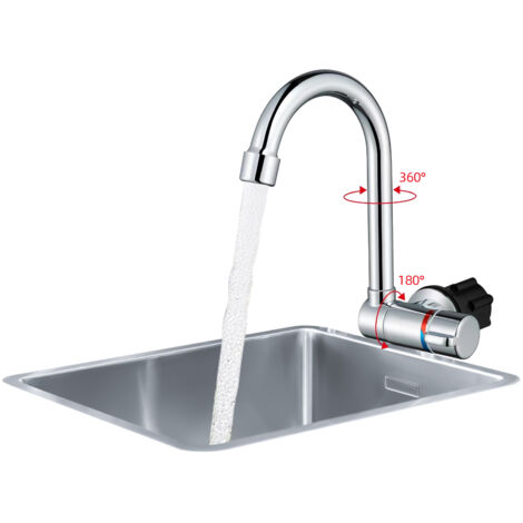 1002 Évier de cuisine RV pliable chaud et froid, robinet G1/2, pièce en céramique, noyau de valve en cuivre, évier de yacht RV rotatif à 360 degrés, robinet chaud et froid,Argent (1/5)