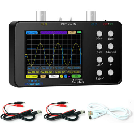 Decdeal – Oscilloscope numérique 50M – Taux d'échantillonnage 10M – Bande passante 10MHz – Mesure de courant jusqu'à 6A – Affichage LCD 3,2 pouces