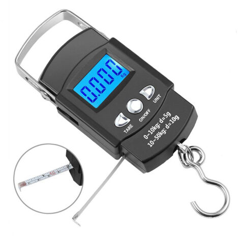 Balance de poche avec écran LCD rétroéclairé, balance électronique portable, hameçon numérique, balance de pêche avec ruban à mesurer, règle, mini balance à bagages pour la pêche, la cuisine postale,B (1/5)