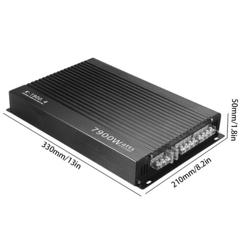 Decdeal Amplificateur audio pour voiture, 7 900 W, haute puissance, alliage d'aluminium, 12 V, 4 canaux, stéréo, noir (1/5)