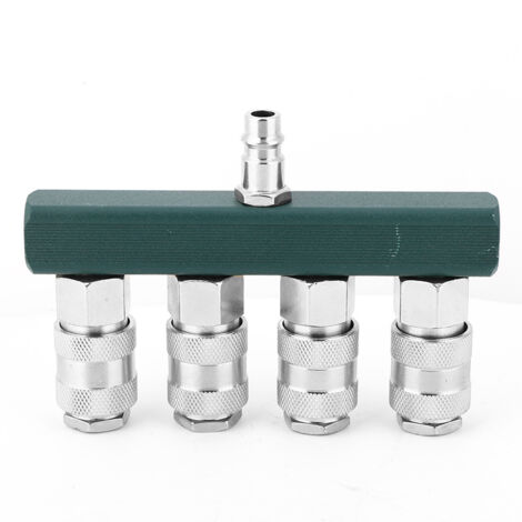 Decdeal Connecteur rapide à 4 voies, filetage NPT 1/4 pouces, coupleur de tuyau d'air de haute qualité, raccords pneumatiques (1/5)