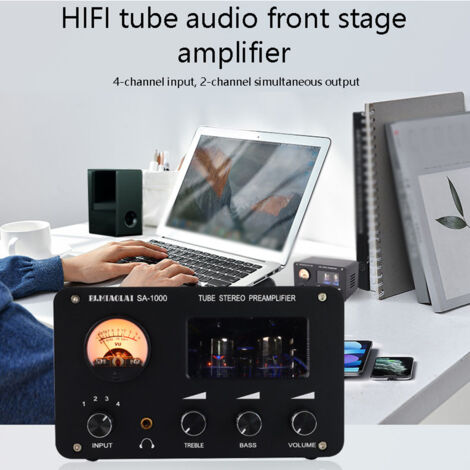 Decdeal Préamplificateur à tube audiophile SA-1000, amplificateur audio électrique, 4 entrées, 2 sorties, interfaces, commutation sans perte, puce 5532 intégrée (1/5)