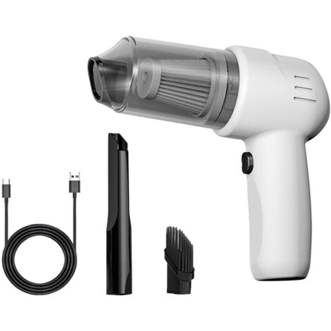 Aspirateur à copeaux Aspirateur portable avec moteur puissant 100W 9000Pa Kit de nettoyage pour aspirateur à main sans fil pour voiture/maison/bureau, blanche (1/5)