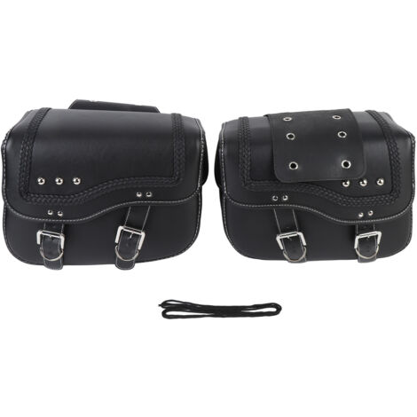 Decdeal Motorcycle Saddlebags 30L Capacité PU Cuir étanche à bagages latéraux Sacages universels ajustement pour les motos (1/5)