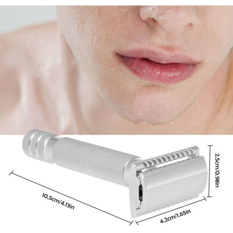 Decdeal Rasage des rasages à double bord Manié de sécurité traditionnelle rasoir humide en alliage en alliage en acier inoxydable (1/4)