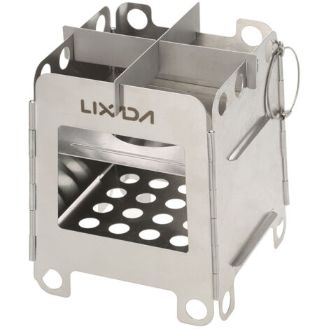 Lixada – poêle à bois pliable et léger, Portable, en acier inoxydable, de poche, pour Camping en plein air, sac à dos, cuisine, pique-nique (1/5)