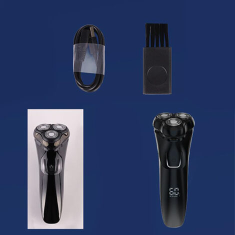 Decdeal Rasoir sans fil pour les hommes 3 têtes rotatives Rasoir électrique avec indicateur de puissance LED Trimeuse de barbe étanche rechargeable Rasage humide et sec (1/5)