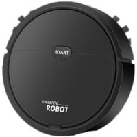 Decdeal Robot aspirateur USB Smart 3 en 1 Fonction de nettoyage de balayage d'aspiration automatique pour les petits appartements noirs
