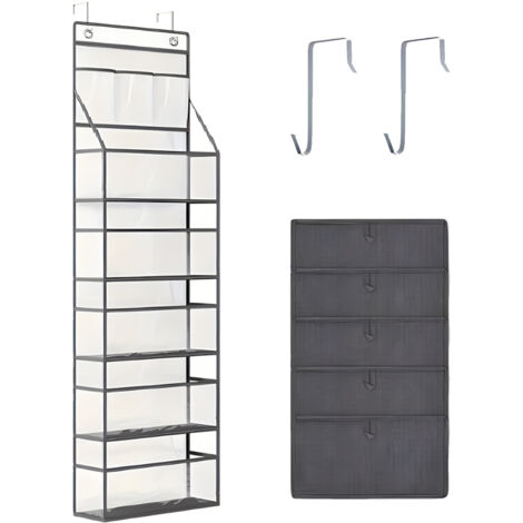 Sac de rangement suspendu - 5+3 PVC transparent,Pochette transparente à suspendre au mur, sac de rangement transparent pour articles divers en cuir avec cintre (1/5)