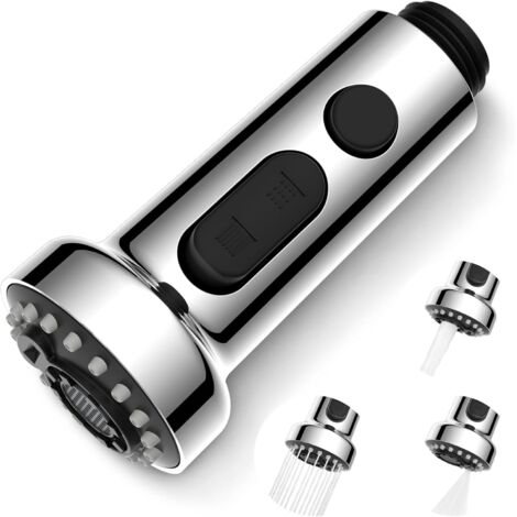 Accessoires pour robinet de cuisine, monobloc, accessoires de remplacement pour robinet d'évier, chromés (bouton gris) (1/5)