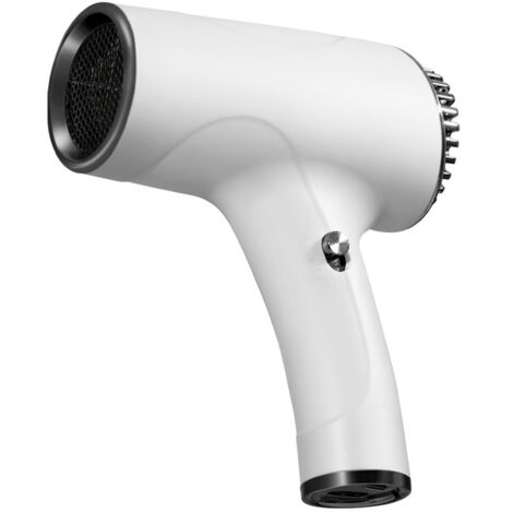 Sèche-cheveux sans fil, sèche-cheveux à batterie rechargeable, petit sèche-cheveux compact, séchage rapide pour hommes et femmes, 2600 mAh (Blanc)