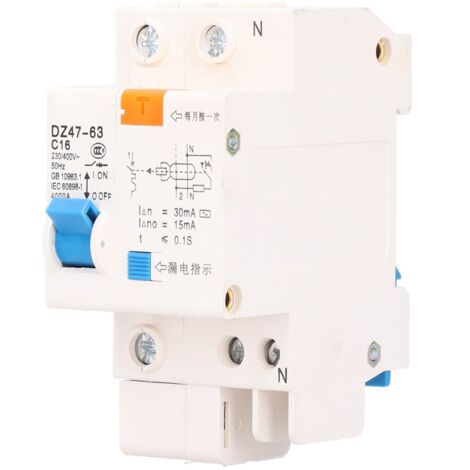 Disjoncteur différentiel 1P16 DZ47LE, protection contre les fuites de courant et les surcharges, 220 V (1/5)