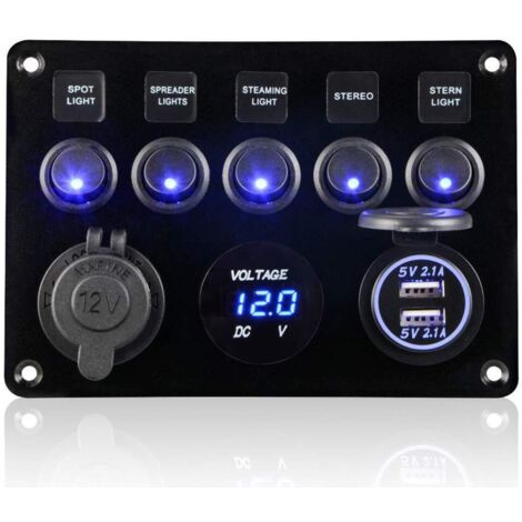 Panneau à bascule LED 10 Gang 15A étanche pour voiture et bateau 12V/24V