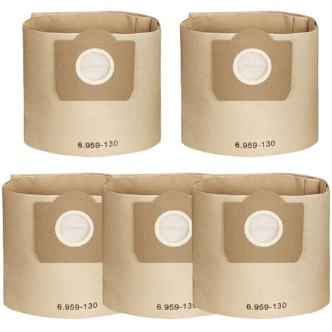 Lot de 5 Sacs droits Aspirateur pour WD3 WD2, compatible avec WD6 WD5 WD4, WD3200 WD3500P, A2204 A2534, SE4001 SE4002 SE5.100 SE6.100. Papier Kraft 100% Recyclé et Compostables (1/5)