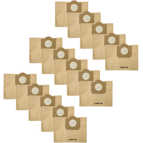 Sacs WD3 pour Aspirateur 6.959-130.0, lot de 15 Sacs d'aspirateur Premium Filtres en Papier Sacs Filtrants pour Krcher MV3 WD3P (1/5)
