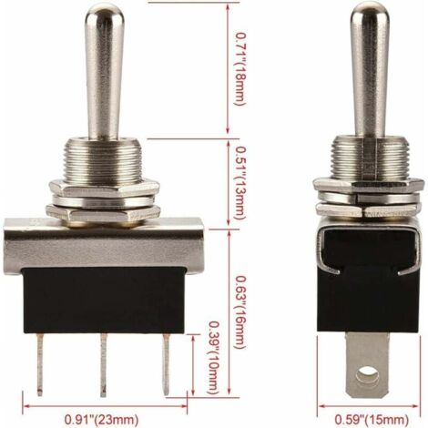 Interrupteur à Bascule Métal SPDT ON/OFF/ON Momentané - 15A 250V - Pour Projet électrique, Domotique, Industriel