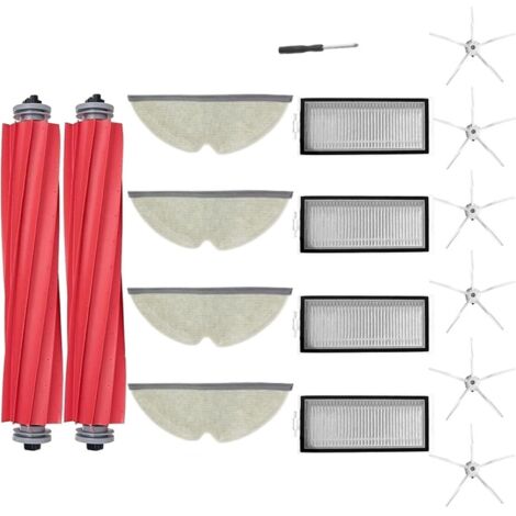Accessoires pour robot T8 : brosse principale2 + chiffons4 + filtre1 paire2 + brosse latérale pentagonale blanche6 (un tournevis est nécessaire pour passer commande) (1/5)