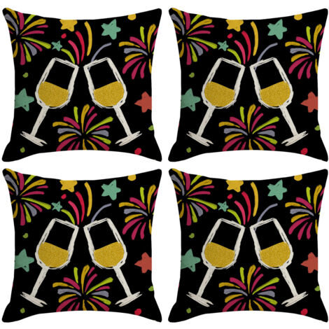Bonne année Housses de coussin décoratives pour le Nouvel An et les fêtes d'hiver, parfaites pour décorer votre canapé ou votre fauteuil (1/5)
