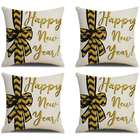 Bonne année Housses de coussin décoratives pour le Nouvel An et les fêtes d'hiver, parfaites pour décorer votre canapé ou votre fauteuil (1/5)