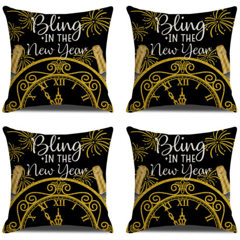 Bonne année Housses de coussin décoratives pour le Nouvel An et les fêtes d'hiver, parfaites pour décorer votre canapé ou votre fauteuil (1/5)