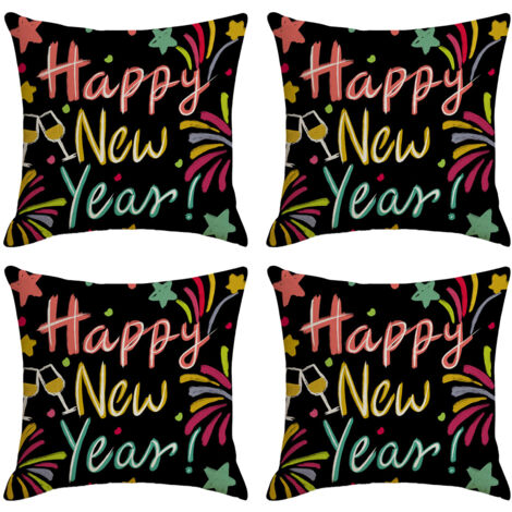 Bonne année Housses de coussin décoratives pour le Nouvel An et les fêtes d'hiver, parfaites pour décorer votre canapé ou votre fauteuil (1/5)