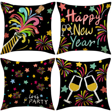 Bonne année Housses de coussin décoratives pour le Nouvel An et les fêtes d'hiver, parfaites pour décorer votre canapé ou votre fauteuil (1/5)