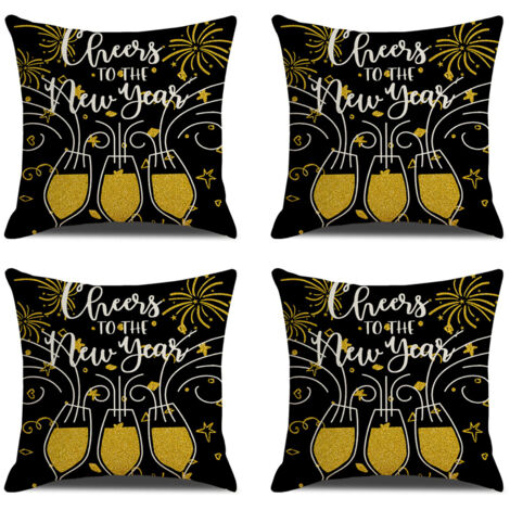 Bonne année Housses de coussin décoratives pour le Nouvel An et les fêtes d'hiver, parfaites pour décorer votre canapé ou votre fauteuil (1/5)