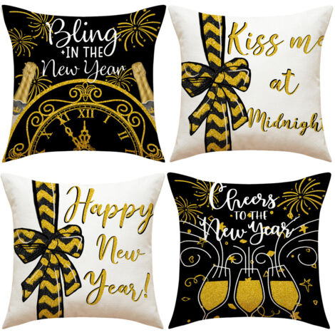 Bonne année Housses de coussin décoratives pour le Nouvel An et les fêtes d'hiver, parfaites pour décorer votre canapé ou votre fauteuil (1/5)