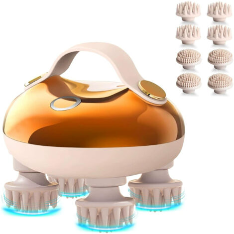 Appareil de massage de la tête avec 3 modes de pétrissage–Appareil de massage de la tête étanche IPX7 avec 8 picots pour un nettoyage en profondeur,appareil de massage corporel pour soulager le stress (1/5)