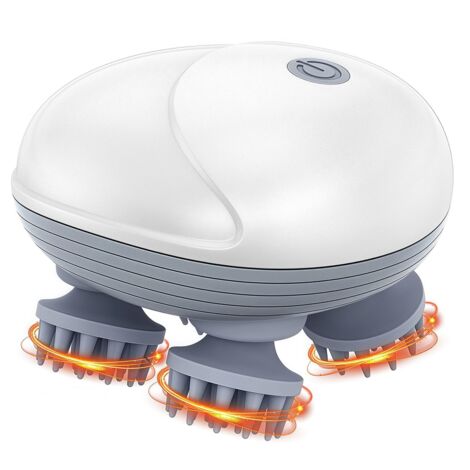 Masseur de Tête Électrique, Masseur de Cuir Chevelu pour avec 4 Têtes de Massage, IPX6 Étanche, 3 Modes de Pétrissage, Masseur Portable pour Chats, pour Massage Complet du Corps (1/5)