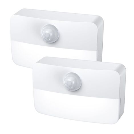Veilleuse LED avec détecteur de mouvement, fonctionne sur piles, allumage/extinction automatique, lumière blanc chaud sans éblouissement, angle de détection de 120°, idéale pour les couloirs(lot de 2) (1/5)