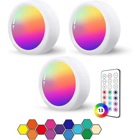 Veilleuse dirigélampe de ramassagetélécommande sans fil 13couleur RVBProjecteur à piles pour armoire de chambre-Blanc 1Une télécommande 3Une lampe (1/5)