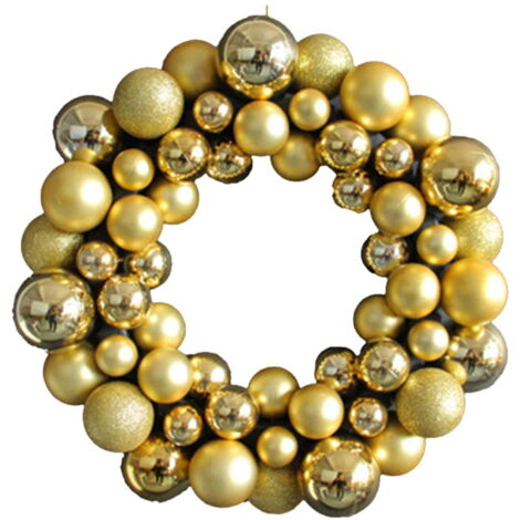 Couronne de boules de Noël décoratives, couronne de boules lumineuses patchwork colorées, dorée, décoration d'automne, convient pour la porte d'entrée (1(une couronne) (1/5)