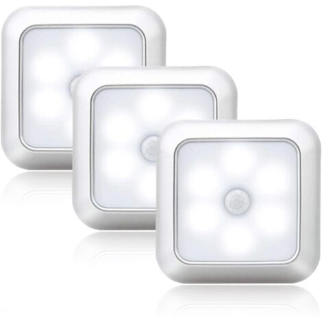 Veilleuse LED Longzhiming - Détecteur de présence - Ensemble de 3 pièces - Détecteurs de présence et de luminosité - Lumière blanche froide - Convient pour les placards, les étagères et les escaliers (1/5)