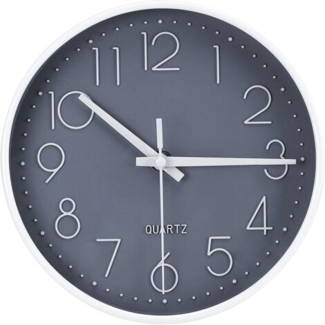 Horloge murale ronde silencieuse EXCITAT 20 cm - Convient aux bureaux, cuisines, salons, chambres d'enfants et écoles - Grise (1/5)