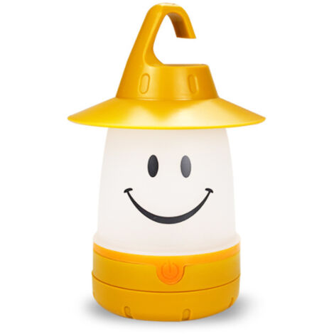 Lampe visage souriant, accessoire créatif pour tente d'enfant, lampe de camping, jaune, piles non incluses (1/5)