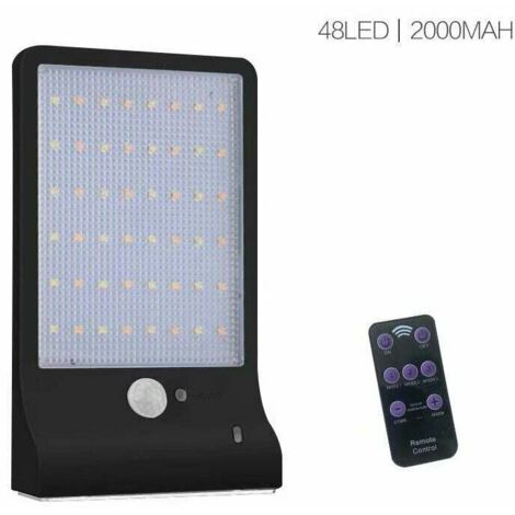 Lampe fluorescente extérieure à détecteur de mouvement, à intensité variable et étanche, 48 LED, batterie 2000 mAh, sans garde-corps (1/5)