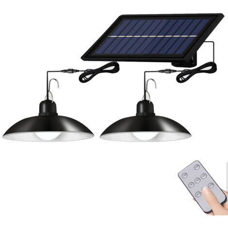 Suspension solaire LED d'extérieur avec capteur de mouvement solaire réglable et télécommande, étanche IP67, convient aux garages, pavillons, abris de jardin, campings, terrasses, poulaillers, granges (1/5)