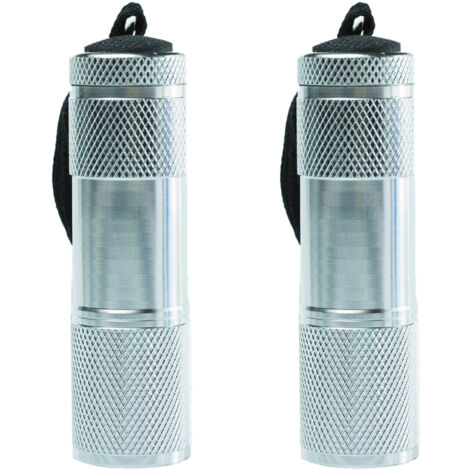 Mini lampe torche à revêtement en caoutchouc avec bandoulière, portable, idéale pour le camping et la randonnée, couleur argent.2Article (1/5)
