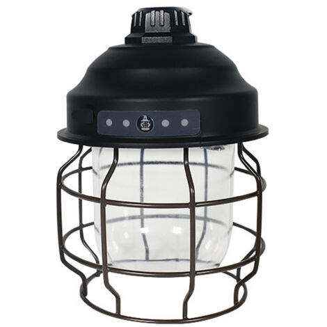 DirigéLampe de camping rechargeable, lampe suspendue d'extérieur, adaptée aux patios, terrasses et à l'éclairage de secours, noire (1/5)