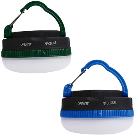 Lampe de tente multifonctionnelle, idéale pour la randonnée, les voyages en voiture, les séjours à domicile et les voyages scolaires. Fonctionne sur piles et est disponible en bleu et en vert (1/5)