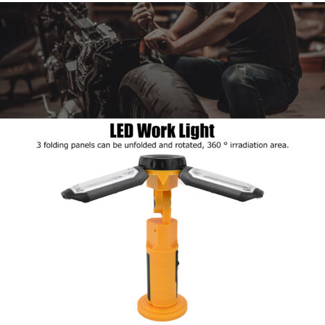 Lampe de travail LED extérieure, rechargeable, pliable, rotative, lampe d'inspection multifonctionnelle, voyant d'avertissement rouge, avec crochet magnétique (1/5)