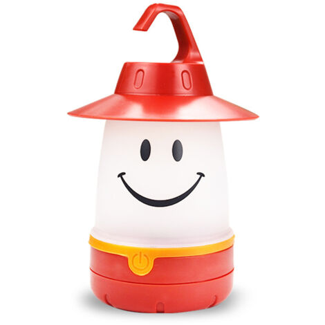 Lampe visage souriant, accessoire créatif pour tente d'enfant, lampe de camping, rouge, piles non incluses (1/5)