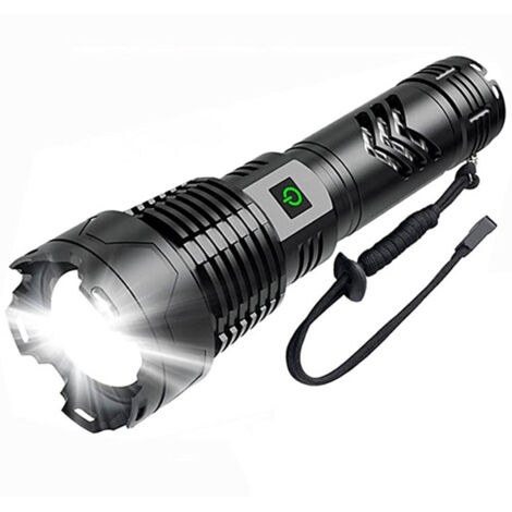 Lampe torche LED, rechargeable, 120 000 lumens, ultra-lumineuse, zoomable, étanche IPX5, 5 modes, idéale pour le camping en plein air (1/5)