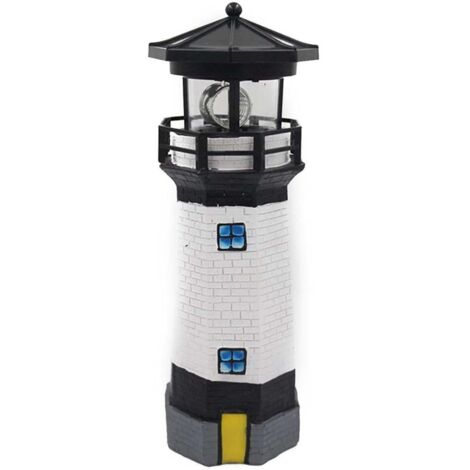 Phare solaire, lampe de jardin LED rotative, éclairage de pelouse, lampe décorative d'extérieur pour terrasse et patio (1/5)