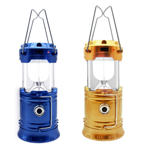 Lampe de tente multifonctionnelle, lampe télescopique portable, idéale pour le camping, jaune et bleue (1/5)