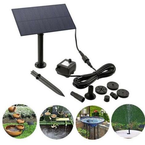 Pompe à eau solaire de 1,5 W pour fontaines et bassins, alimentée par panneaux solaires et énergie hydraulique, pompe à eau solaire pour bassin, fontaine ou jardin (1/3)