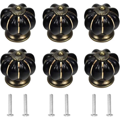 Lot de 6 poignées de meuble, boutons de placard, poignées de porte et de tiroir, poignées de placard en céramique, accessoires avec vis, pour armoire, placard, cuisine, chambre d'enfant (1/5)