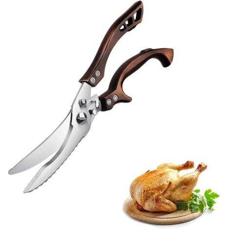 Ciseaux de Cuisine Professionnels en Acier Inoxydable - à Volaille, Viande, os, Bord Dentelé - Avec Boîte Cadeau pour Poulet, Légumes, Poisson, Turquie (1/5)