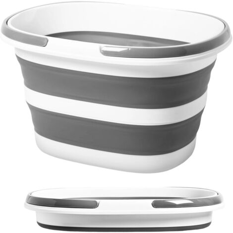 Seau pliable de 16 l avec poignées, lavabo portable pour le camping et la maison, seau en silicone peu encombrant pour la voiture (1/5)